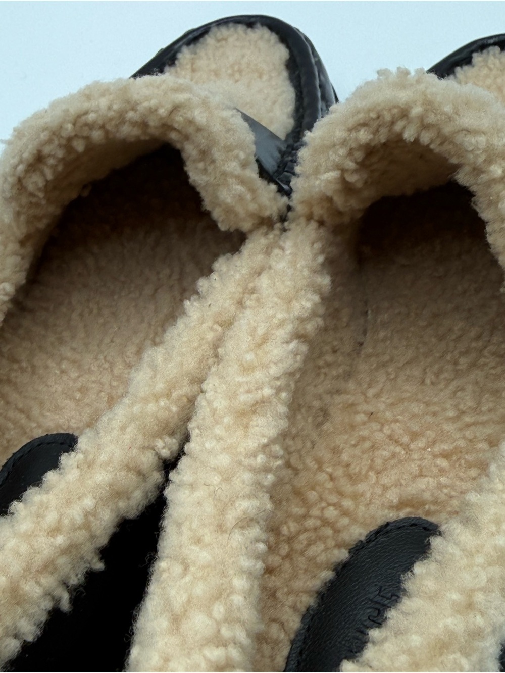 PAIGE Ellis Penny Loafers Black Leather Shearling Lined Lug Sole Slip-On Shoes - Picture 13 of 16